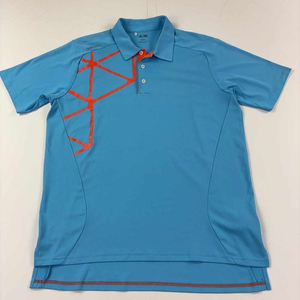 Adidas Adizero Golf Polo Shirt Mens L Blue Graphic Performance Short Sleeve